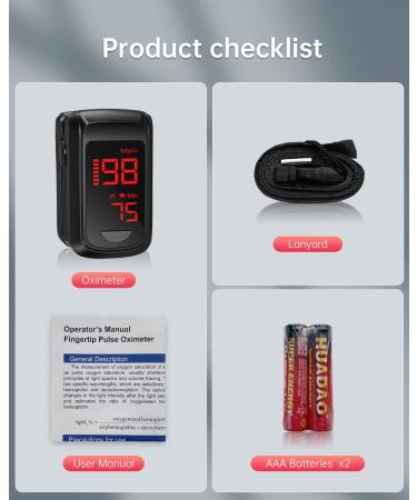 HOLFENRY Fingertip Pulse Oximeter with Bluetooth & App - SpO2 Monitor for Oxygen Saturation & Heart Rate - Black - Buy Online on GoSupps.com