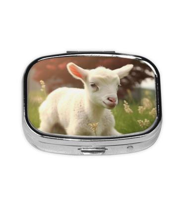 Cute Lamb Printed Square Pill Box Portable Travelling Pill Box Medicine Organiser