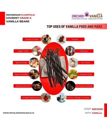 Indonesian Vanilla Beans Gourmet Grade-A For Extract And Baking By Weight (1 Lb (Pack of 1)) - Buy Online on GoSupps.com