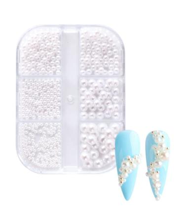 1Box Pearl Decorations Nail White Round Nail Parts Gold Steel Beads Balls Jewelry Nail Art Accessories Color:ZZ13