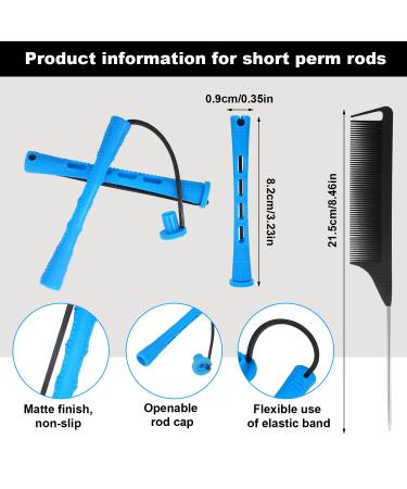 50 Small Curlers for Permanent Waves - Blue Cold Rods & Rat Tail Comb for Hairdressers - Buy Online on GoSupps.com