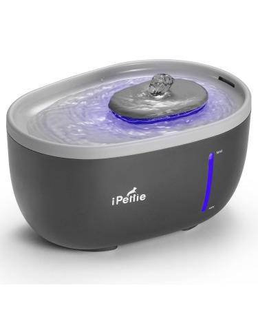 iPettie Avocado Pet Water Fountain with LED Light, 67oz/2.0L, Ultra Quiet Cat Water Fountain with Filter, Automatic Pet Water Fountain for Cats and Small Dogs, Grey Grey (with Adapter)