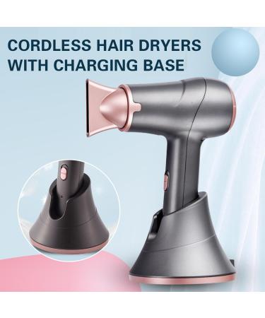 Cordless Hair Dryer with 360 Rotating Nozzle Handheld Rechargeable Hairdryer Kit w/Hot & Cold Wind Powerful Fast Dry Hair for Indoor Outdoor Salon - Buy Online on GoSupps.com