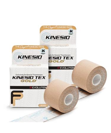 Kinesio Taping - Elastic Therapeutic Athletic Tape Tex Gold FP - Beige 2 in. x 13 ft - 2 Pack