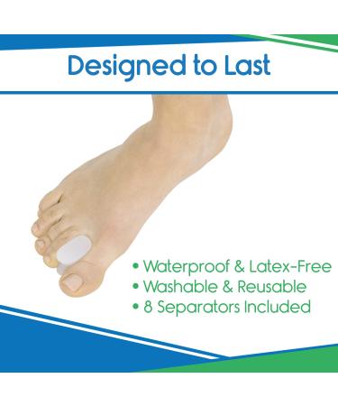 ViveSole Toe Spacer Separators (8 Pcs) for Overlapping Toes - Bunion Pain Relief & Toe Alignment Corrector - Silicone Gel Spreaders for Men and Women - Buy Online on GoSupps.com