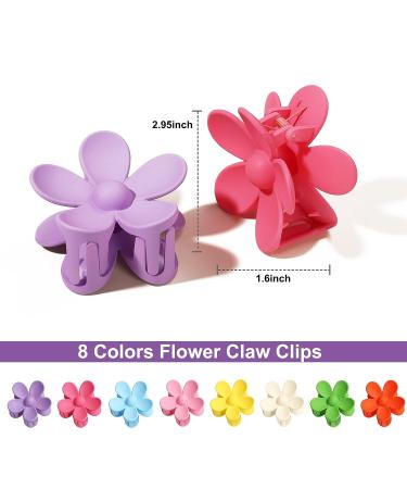 Tyfthui 8-Piece Matte Daisy Hair Claw Clips Set - Non-Slip Strong Hold Hair Accessories for Women & Girls - 8 Colors Cute Flower Hair Clips - Perfect Gift | Color A - Buy Online on GoSupps.com