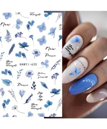 Blue Butterfly & Floral Nail Stickers - 6 Sheets - Buy Online on GoSupps.com