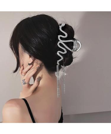 BSRESIN Snake Hair Clip for Women - Gold & Silver Metal Claw Clip with Rhinestone Diamond Accents - Hair Accessories (2 PCS) - Buy Online on GoSupps.com