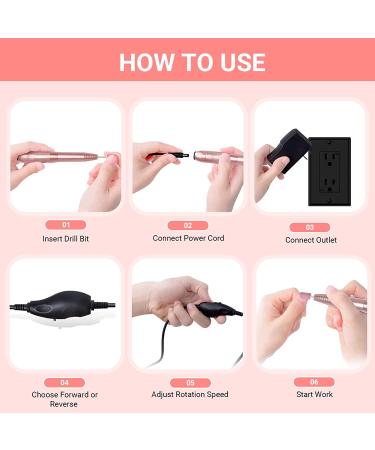 AIRSEE Portable Electric Nail Drill Professional Efile Kit for Acrylic  Gel Nails  Polishing Shape Tools (Gold) A_gold - Buy Online on GoSupps.com