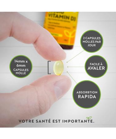 Vitamine D 2000 UI (50 g) - 365 VIT D Softgel Capsules - pour le maintien d'un syst me immunitaire de muscles d'os et de dents sains - Vitamine D3 chol calcif rol - Nutravita - Buy Online on GoSupps.com