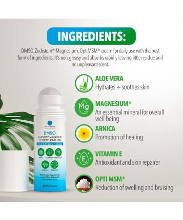 Dr. Robaina DMSO Roll-On - Quick-Absorbing Skin Care with Arnica & Magnesium for Muscle Relief | Aloe Vera & Vitamin E | Non-Greasy Made in USA | 3 oz - Buy Online on GoSupps.com