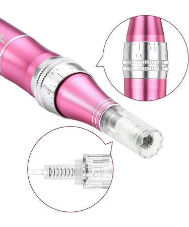 TBPHP Dermapen M1 Upgraded Electric Wireless Beauty Pen LCD Screen with 12 Replacement Cartridges - Pink - Buy Online on GoSupps.com