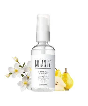 Botanist Japanese Organic & Natural Hair Oil for Smooth Sleek Hair Nourishing Hair Care Oil with Pump Botanical Hair Oil Serum with Essential for Tangled Hair Pear & Jasmine 80 mL/2.7 fl Oz Smooth (Pear & Jasmine)