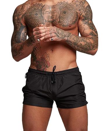 Rexcyril Men's 3-Inch Quick Dry Athletic Gym Shorts with Liner and Zipper Pockets - Medium Black - Buy Online on GoSupps.com