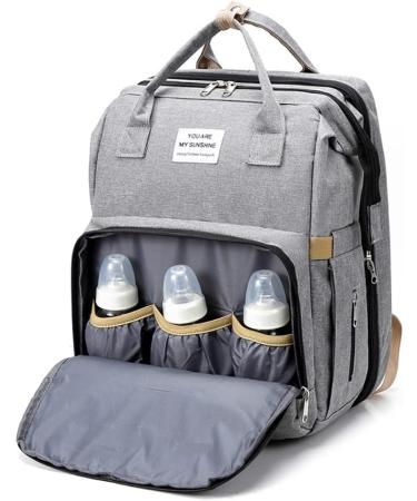 Multifunctional Gray Baby Wrap Backpack | Diaper Travel Bag with Large Capacity & Water-Repellent Design for Moms & Dads - Buy Online on GoSupps.com