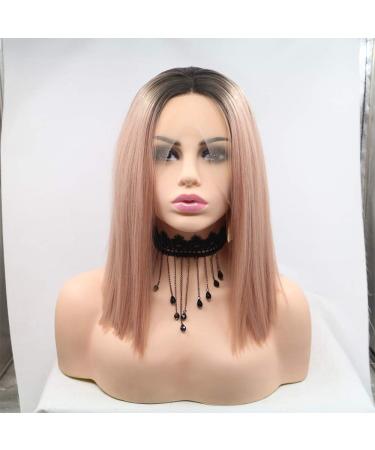 Xiweiya Xiweiya Rosa Synthetic wig with lace front wig for women gold colors pink hairstyle rose gold pastel pink wig for m dc 14 inch rose