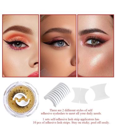 2 Pairs Self-Adhesive Eyelashes & 10PCS Replacement Glue Strips - Reusable Waterproof Natural Look | International Shipping Available - Buy Online on GoSupps.com