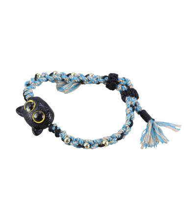 Oralgo's colorful woven bracelet stackable cat shape pendant hand chain Halloween-armorer jewelry trendy accessory for couples 1 piece
