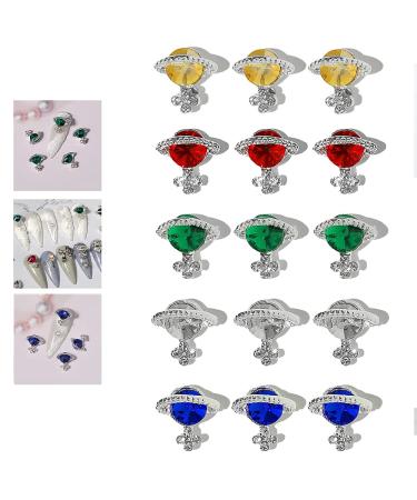 LLNSE 18 Pieces 3D Nail Art Charms Saturn Nail Stones Kit Nail Charms Decoration 3D Nail Rhinestones Nail Gems Nail Decoration DIY Crafting Jewelry Accessories