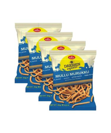 Haldiram s Savory Snacks Easy to Carry Anywhere Crispy Crunchy & Spicy Delicious Indian Namkeen Snacks Made With Authentic Taste Enjoy At Tea Time (Daksin Express Mullu Muruku Pack of 4)