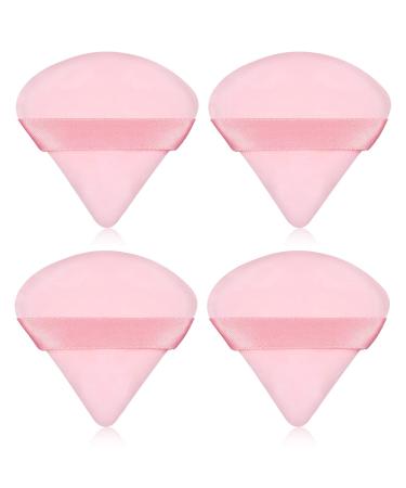 Pimoys 4 Pieces Powder Puff Face Triangle Makeup Sponge for Loose Powder Cosmetic Foundation Sponge Soft Setting Powder Puff Beauty Blender Wet Dry Makeup Tool, Pink