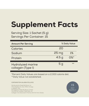 Ancient + Brave Wild Marine Collagen Powder Packets 15 x 5g Marine Collagen Peptides Highly Bioavailable Protein Powder Supplements for Women Keto Friendly Supplement for Hair Skin and Nails Marine Collagen Sachets (2  - Buy Online on GoSupps.com
