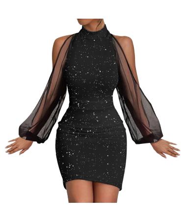 Hanxiulin women network dresses vintage sexy dresses women Elegant glitter evening dress vintage v-neck sequin glitter glitter pencil dress skinny cocktail dress bk1 xl