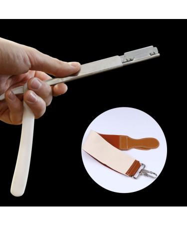 Minkissy Double Layer Sharpening Strop Belt - Leather Canvas Razor Knife Sharpener for Barber Shop and Home | Hanging Buckle Polishing Strap - Buy Online on GoSupps.com