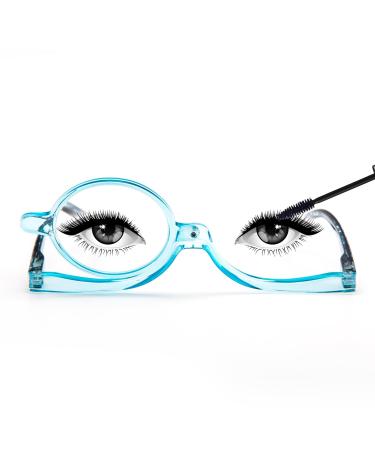 MMOWW Makeup Reading Glasses Magnifying Makeup Glasses for Womens with Flip-Down Single Lens Rotating Glasses (Blue 1.5) Blue 1.5 x