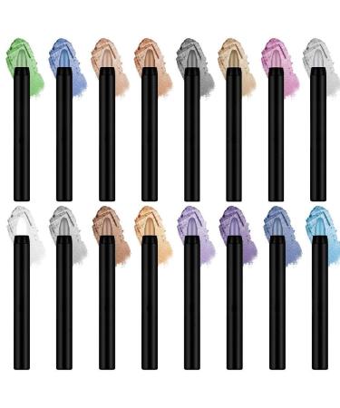 LaoSShu Eyeshadow pencils shimmering cream eyeshadow stick 16 colors highlighter waterproof glitter eyeshadow eyeliner blendable eye makeup vegan and not tested on animals color 16 Co