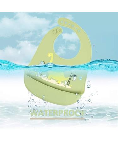 Baogaier Silicone Baby Bibs Set - Waterproof Toddler Weaning Bibs with Crumb Catcher Pocket, Animal Print, Easy Clean - Pack of 3 for Babies 6 Months and Up (Green/Blue/Grey) - Buy Online on GoSupps.com