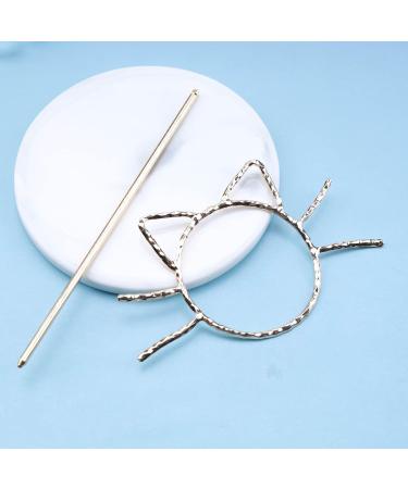 Yheakne Metal Hair Clip Cat Shape Hair Pin Vintage Hair Fork Bun Holder Alloy Hair Clip Decorative Hair Accessories for Women and Girls (Gold) - Buy Online on GoSupps.com