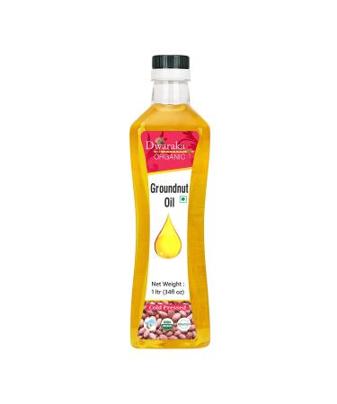 Dwaraka Organic - Cold Pressed Peanut Oil, 1L, 33 Fl Oz, Groundnut Oil, Healthy, Organic, Non GMO, All Natural Organic Peanut Oil (Groundnut Oil)