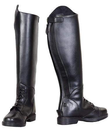 TuffRider Ladies Starter Back Zip Field Boots in Synthetic Leather, Mocha, 8 Wide Black 8