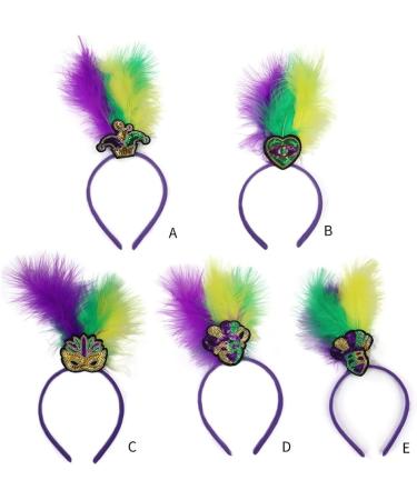 hgnxa Mardi Gras Headband for Woman with Sequins Feather Delicate Headbands Anti Slip Headbands Sweet Girls Prom Supplies Headband mask - Buy Online on GoSupps.com