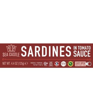 Sea Castle Sardines in Tomato Sauce 125g (Case of 12) | Rich in Omega 3 Easy Open BPA Free Tin Kosher - Buy Online on GoSupps.com