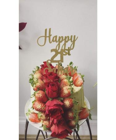 LissieLou Happy 1st Birthday Cake Topper in Pretty Glitter Card Made in the UK - Gold - Buy Online on GoSupps.com