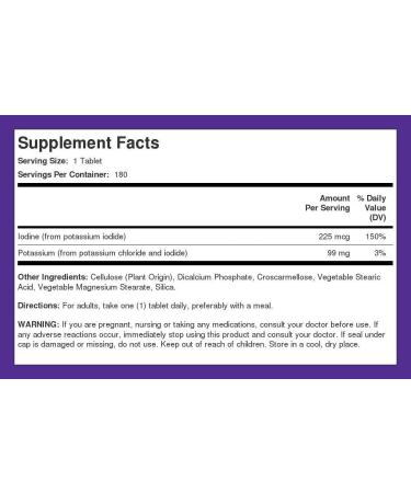 Potassium Iodide Supplement | 180 Vegetarian Tablets | Non-GMO & Gluten-Free - Buy Online on GoSupps.com
