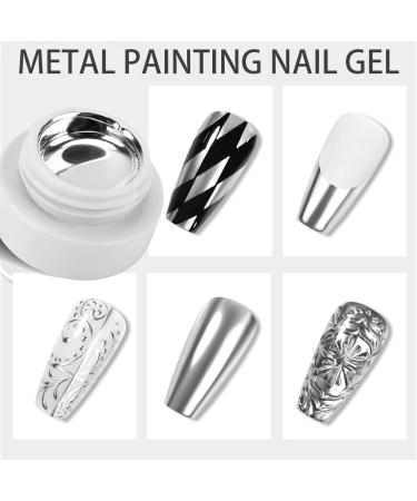 Silver Nail Polish Metallic Gel Nail Polish Painting Gel Chrome Nail Polish Nail Art Reflective Super Shine Nail Gel Soak Off UV/LED 3D Metal Glitter Long Lasting Chrome Nail Polish For DIY Manicure - Buy Online on GoSupps.com