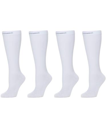 CompressionZ Compression Socks 20-30 mmHG for Men & Women - Nurses Runners White 2 Pack Medium