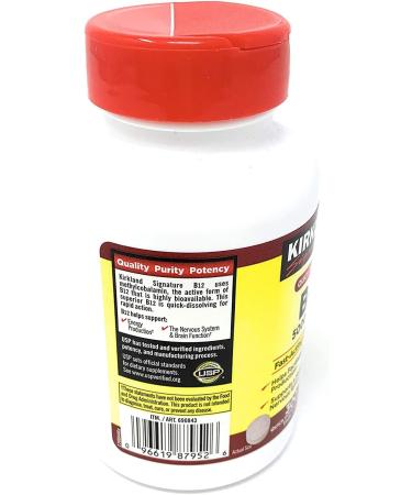 Kirkland Signature Vitamin B12 5000 mcg 300 Tablets - Quick Dissolve Cherry Flavor - Brain & Heart Support - 1 Pack - Buy Online on GoSupps.com