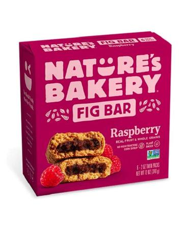 Nature's Bakery, Whole Wheat Fig Bars, Raspberry, Real Fruit, Vegan, Non-GMO, Snack bar, 1 box with 6 twin packs (6 twin packs)