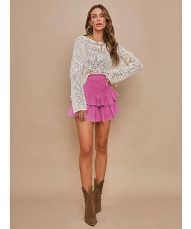 LAEMILIA Womens Floral Print Mini Skater Skirt with Drawstring - Rose Red | Size S - Buy Online on GoSupps.com