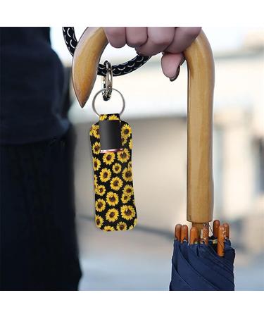 COEQINE 5-Piece Chapstick Holder Keychain Set - Lip Balm & Lipstick Holder with Sunflower and American Flag Print - Buy Online on GoSupps.com