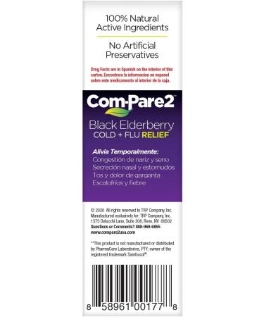 Com-Pare2 Black Elderberry Cold + Flu Relief | Natural Immune Support Supplement - Buy Online on GoSupps.com