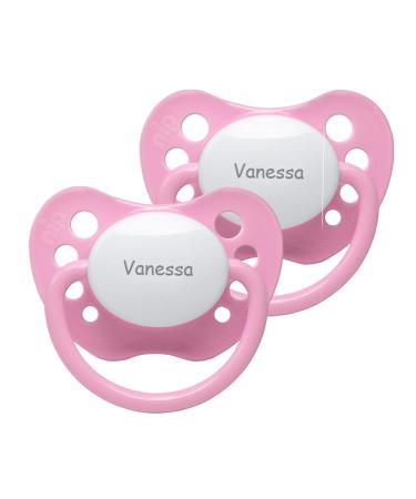 Name pacifier - NIP pacifier with name - silicone size 2 - pink - set of 2