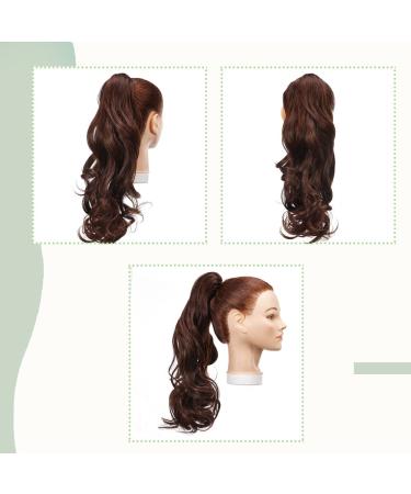 Shop Sego 45cm Ponytail Hair Extension - Wavy Dark Brown & Light Brown Clip-In Braid for Voluminous Looks | 140g Synthetic Hair - Buy Online on GoSupps.com