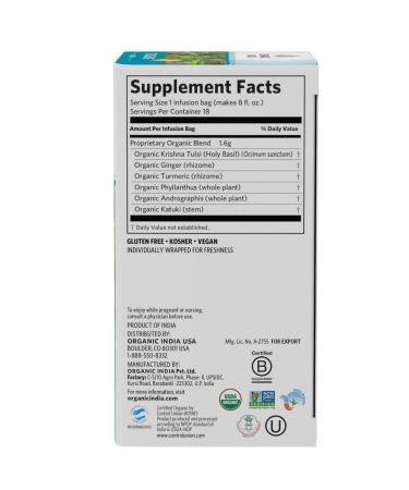 Organic India Tulsi Tea Cleanse - Caffeine-Free 18 Infusion Bags (1.02 oz) - Buy Online on GoSupps.com