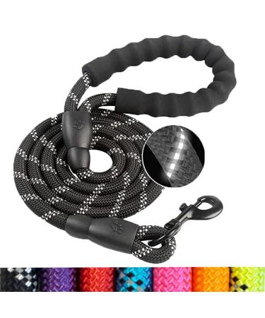SK Depot 5ft Extra Strong Dog Leash Heavy Duty Reflective Rope Durable Metal Clasp Paracord for Large Dogs (Black 1 Dog Leash) 1 Dog Leash Black