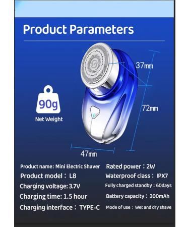 Buy Mini Portable Waterproof Electric Razor - German Technology USB Fast Charger Travel-Friendly Perfect for Beard & Body Shaving (Blue - Buy Online on GoSupps.com